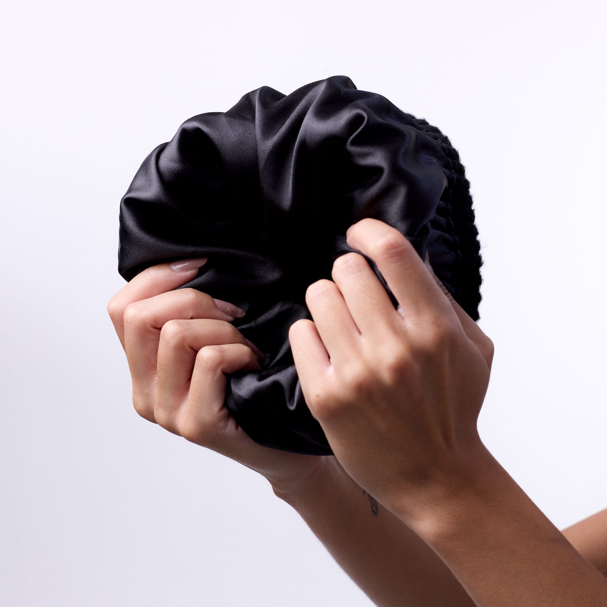 Only Curls Satin Lined Beanie - Ella in Black - Only Curls