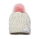 Little Curls Satin Lined Knitted Beanie Hat - Ivory Speckle with Pom Pom