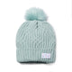 Little Curls Satin Lined Knitted Beanie Hat - Soft Blue with Pom Pom