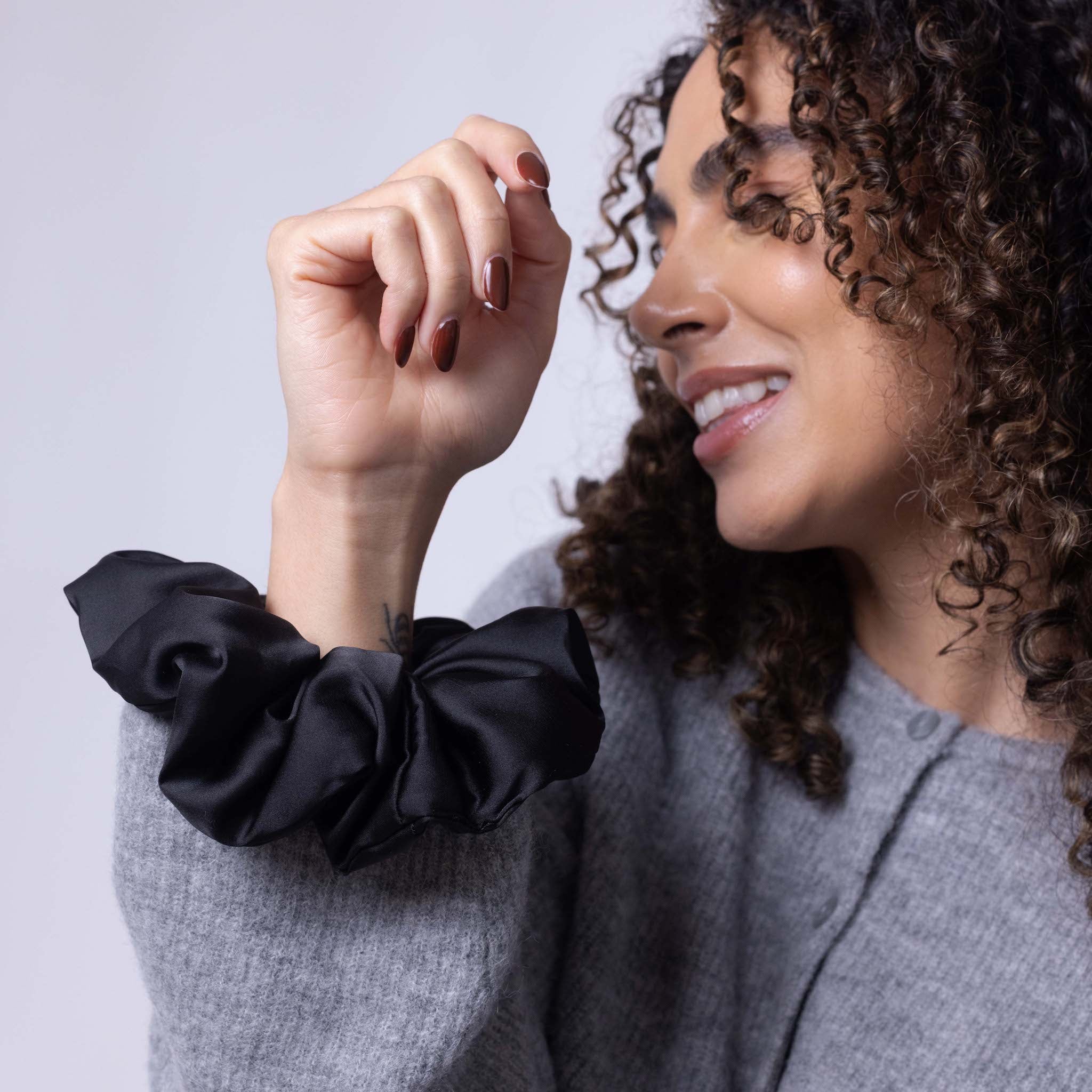 Only Curls Satin Pillow Scrunchies - Black and Bronze Twin Pack - Only Curls