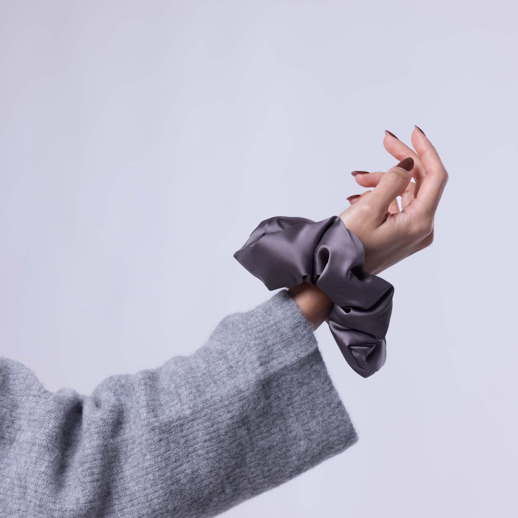 Only Curls Satin Pillow Scrunchies - Slate Grey and Dusty Pink Twin Pack - Only Curls