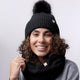 Only Curls Satin Lined Pom Beanie and Snood Set - Sadie in Black