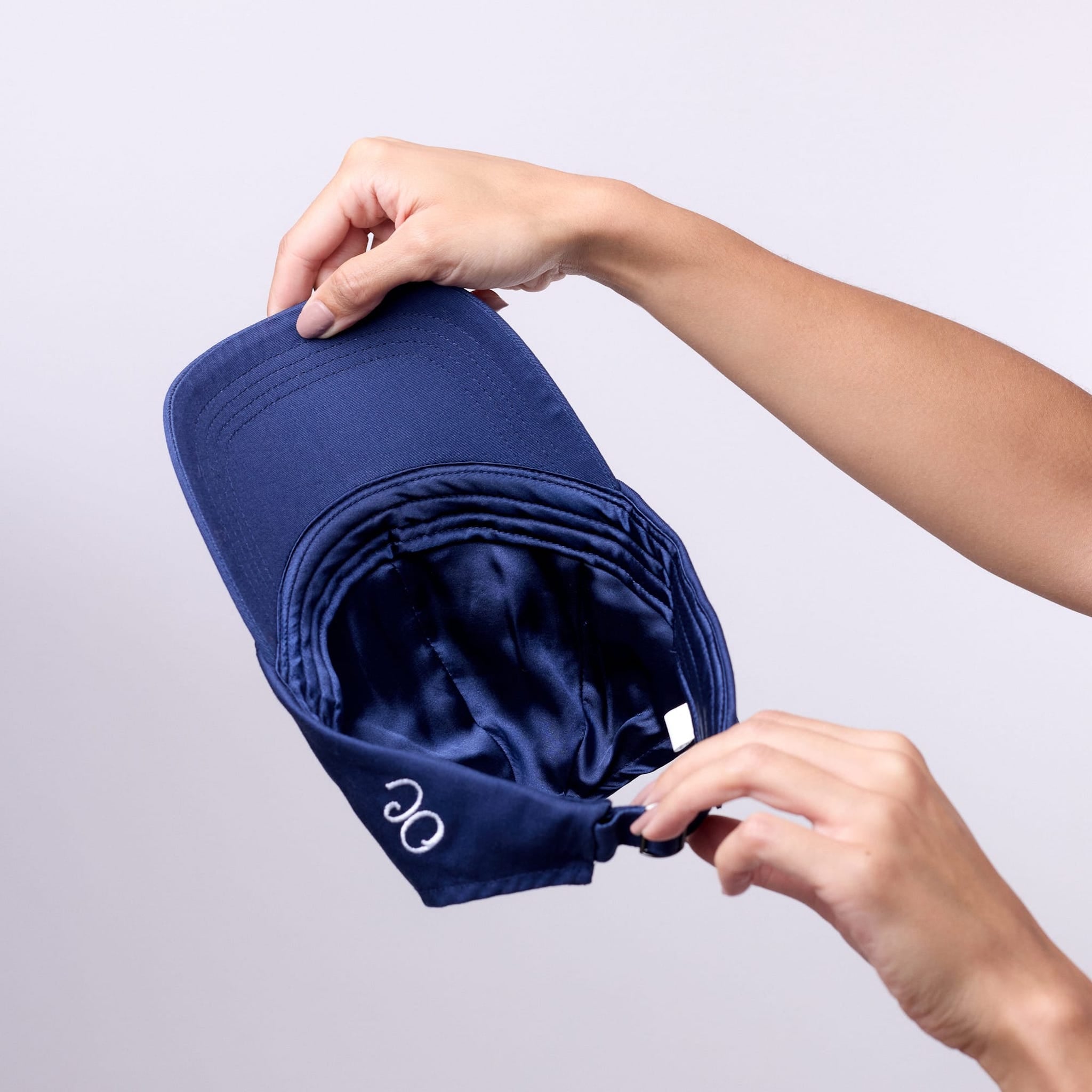 Only Curls Satin Lined Baseball Hat (with open back) - Navy - Only Curls