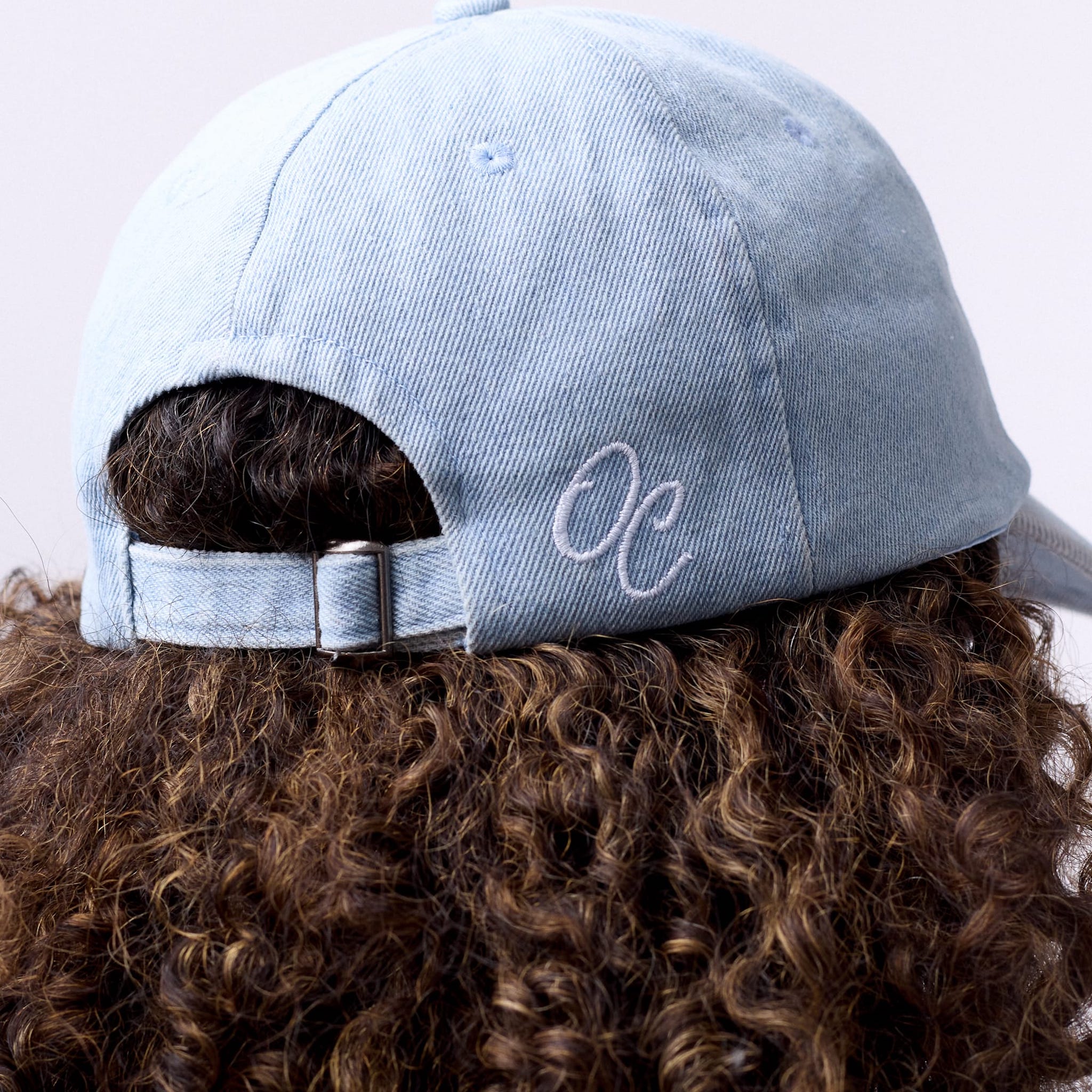 Only Curls Satin Lined Baseball Hat  - Denim Blue - Only Curls