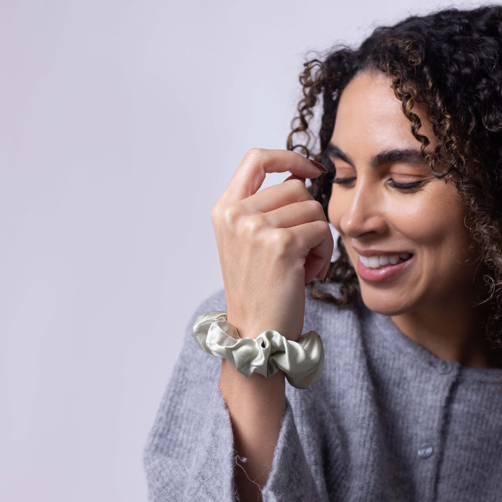 Only Curls Silk Scrunchies - Sage Green - Only Curls