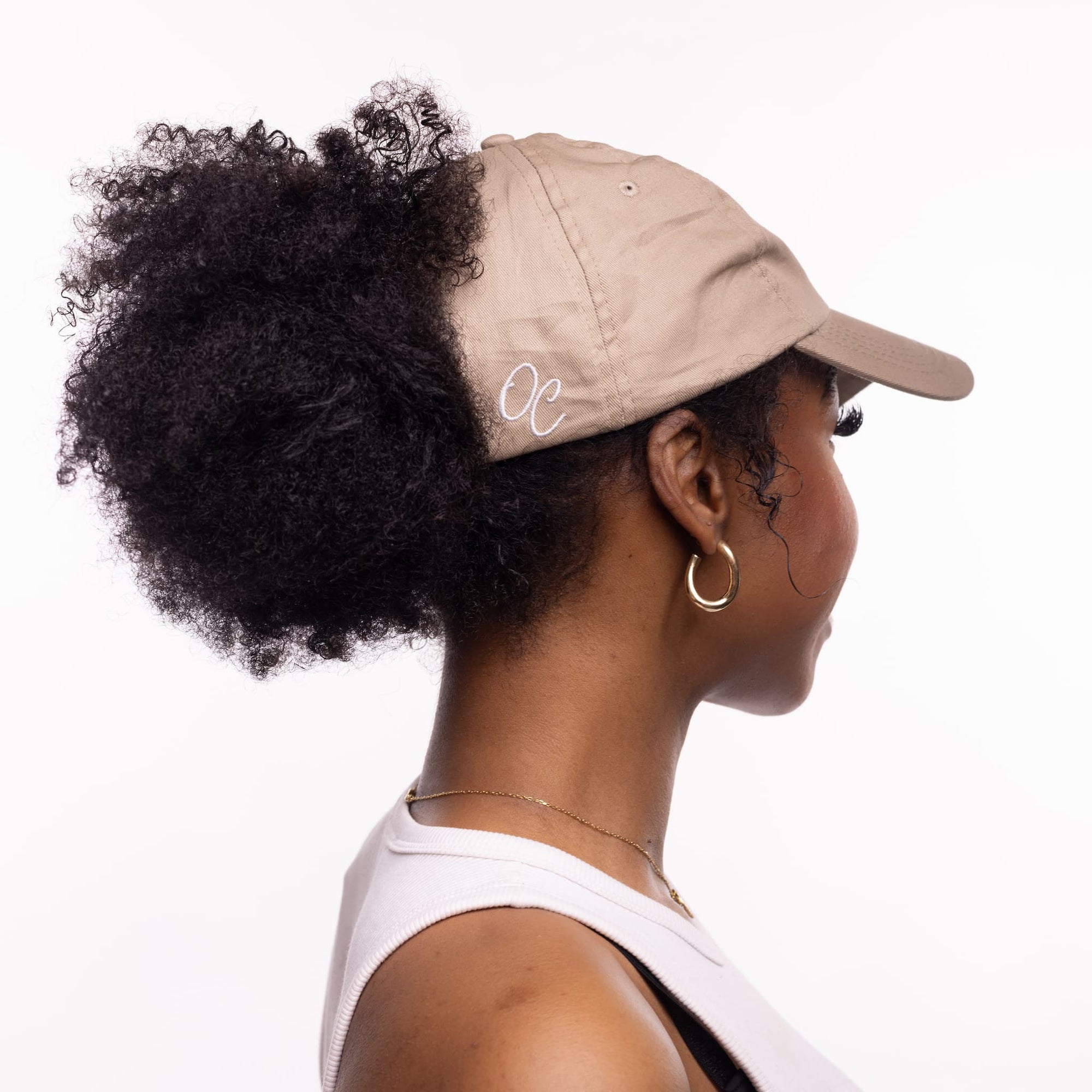 Only Curls Satin Lined Baseball Hat  - Beige - Only Curls