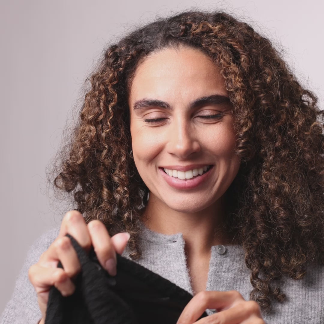 Only Curls Satin Lined Beanie and Snood Set - Sophia in Black