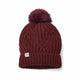 Only Curls Satin Lined Knitted Beanie Hat - Burgundy with Pom Pom