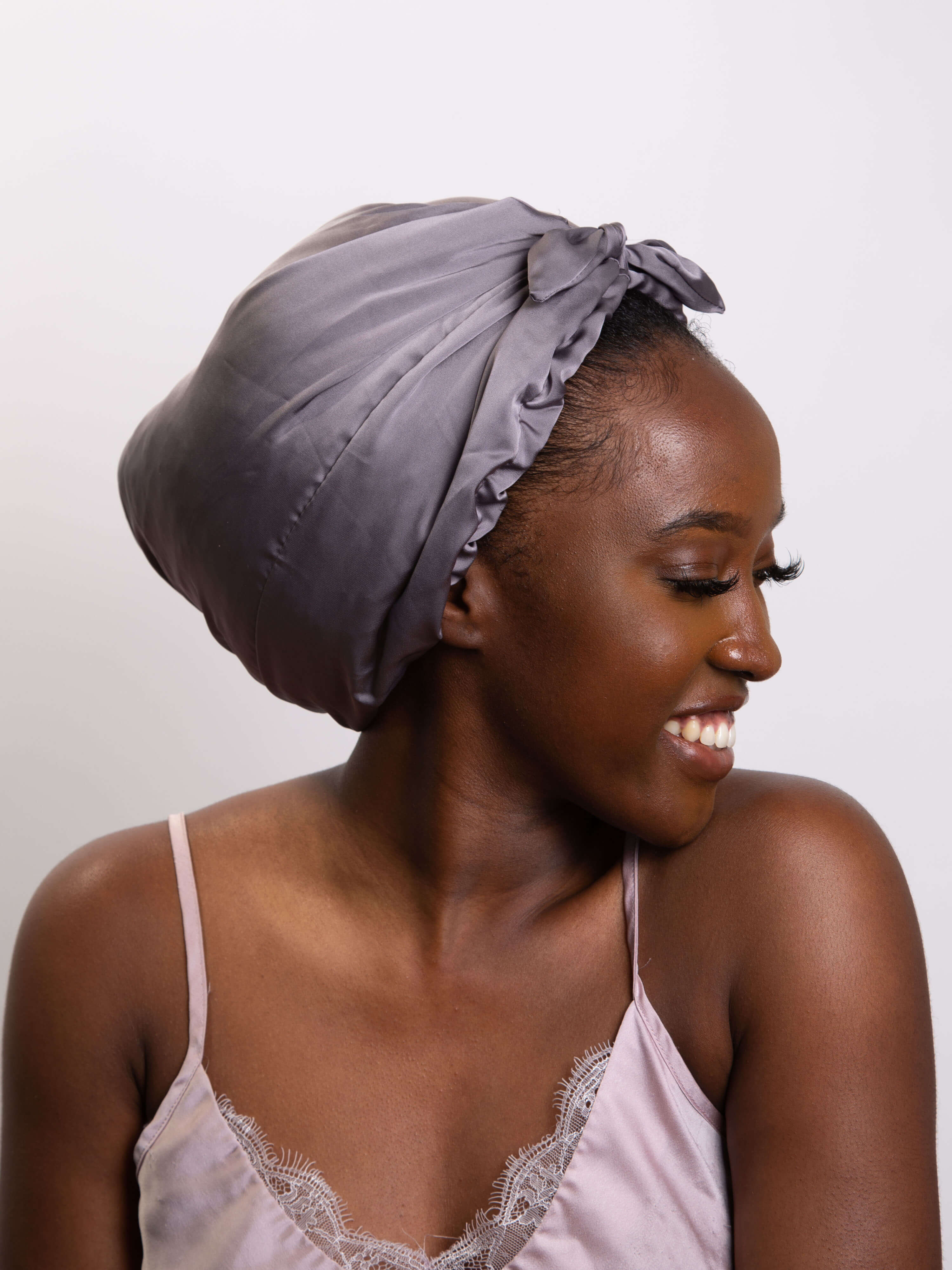 Only Curls Satin Sleep Turban - Slate Grey - Only Curls