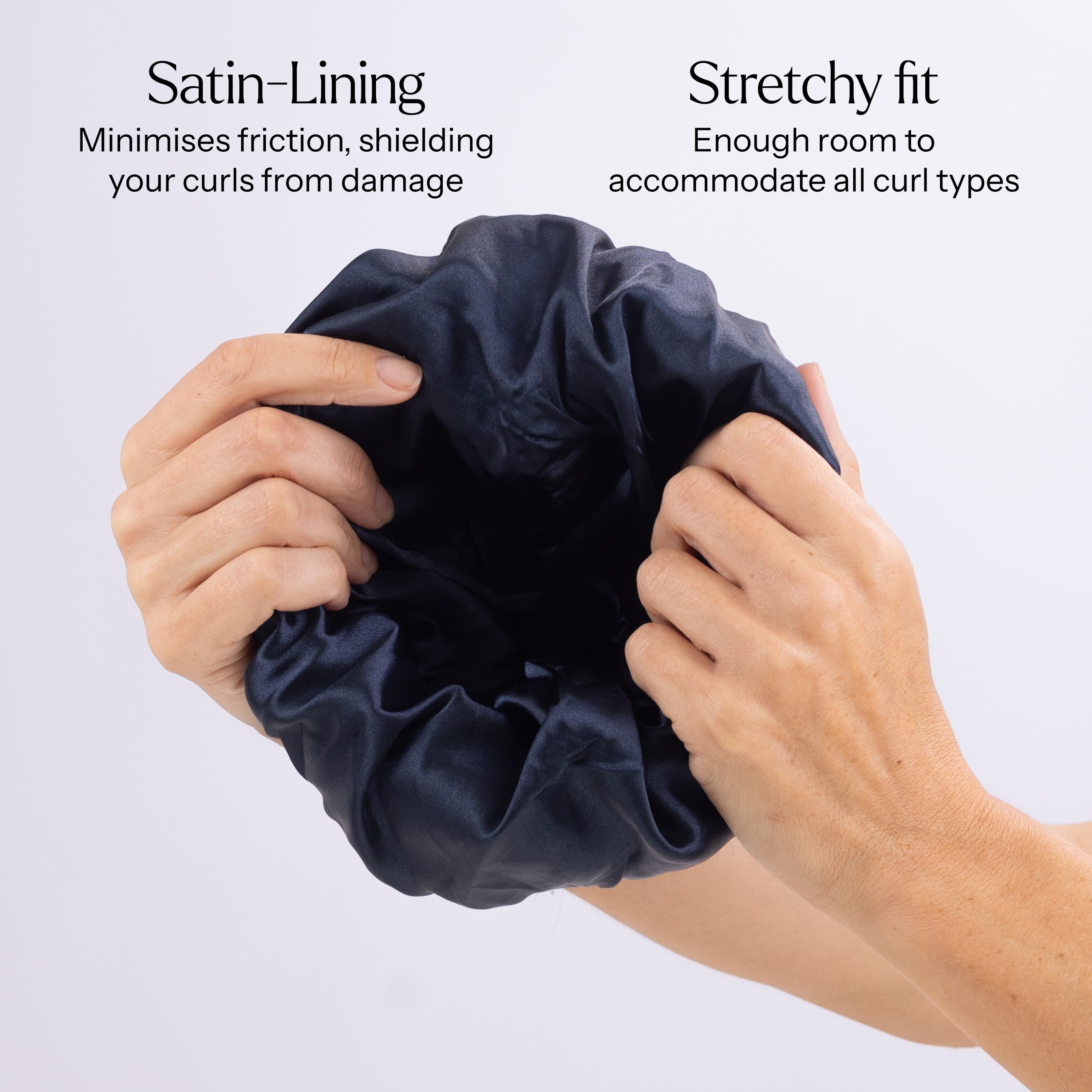 Only Curls Satin Lined Knitted Beanie Hat - Navy with Pom Pom - Only Curls