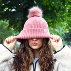 Only Curls Satin Lined Beanie with Pom - Carrie in Dusty Pink - Only Curls