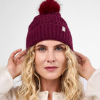 Only Curls Burgundy Cable Knit Satin-Lined Beanie - Only Curls