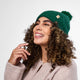 Only Curls Forest Green Cable Knit Satin-Lined Beanie