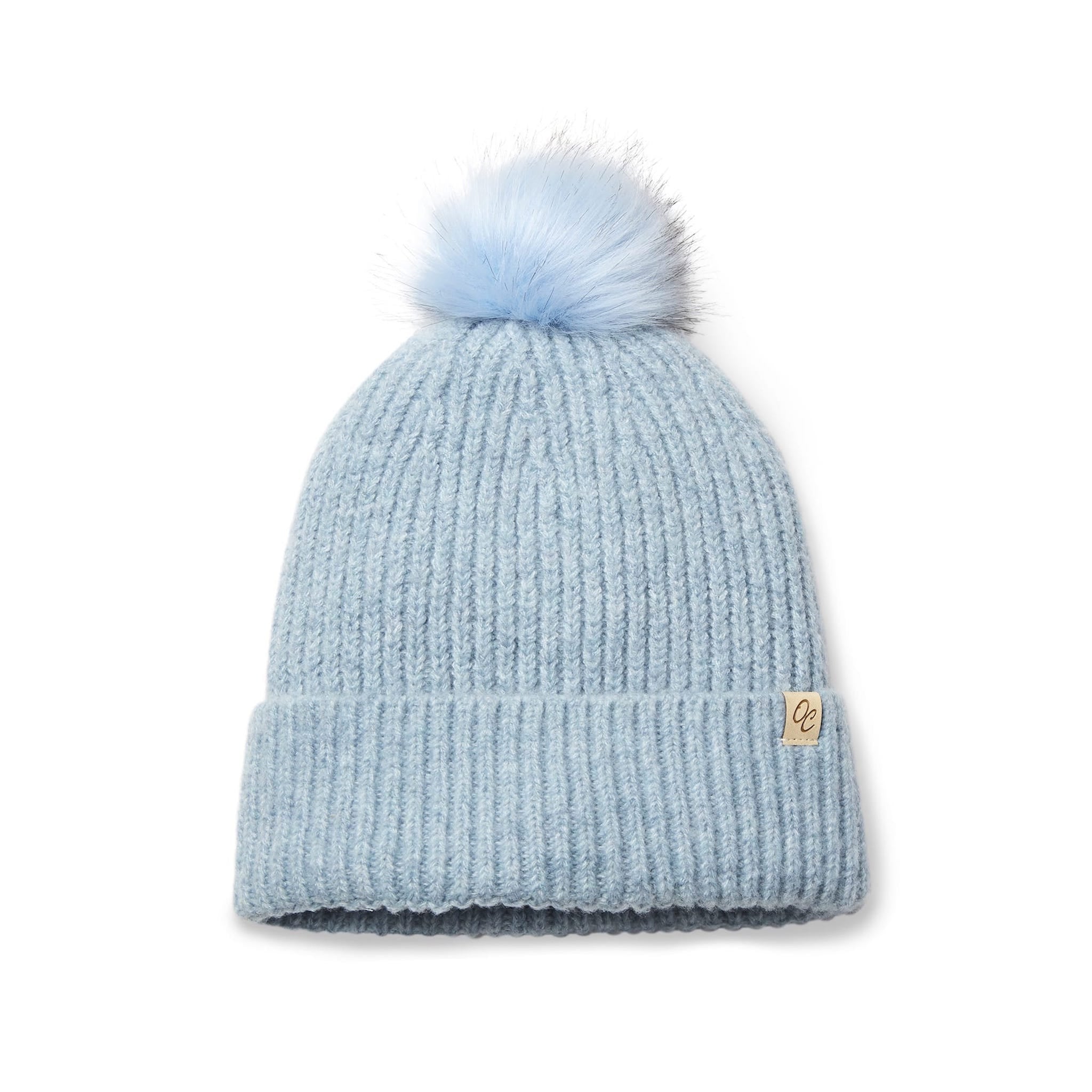 Only Curls Satin Lined Beanie with Pom - Carrie in Light Blue - Only Curls