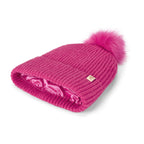 Only Curls Satin Lined Beanie with Pom - Carrie in Hot Pink - Only Curls