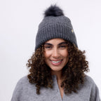 Only Curls Satin Lined Beanie with Pom - Carrie in Dark Grey - Only Curls