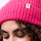 Only Curls Satin Lined Beanie with Pom - Carrie in Hot Pink - Only Curls
