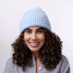 Only Curls Satin Lined Beanie - Ella in Light Blue - Only Curls