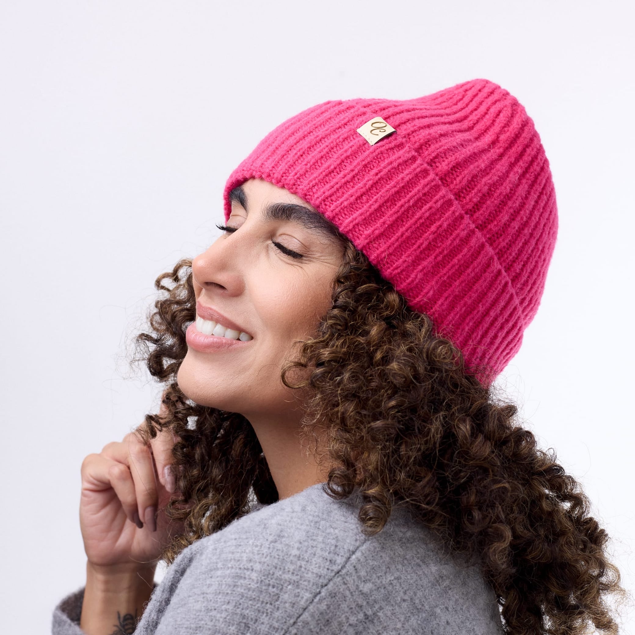 Only Curls Satin Lined Beanie - Ella in Hot Pink - Only Curls