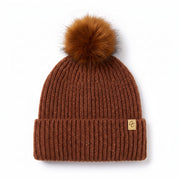 Only Curls Satin Lined Beanie with Pom - Carrie in Burnt Orange