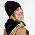 Only Curls Black Satin-Lined Blanket Stitch Triangle Scarf - Only Curls