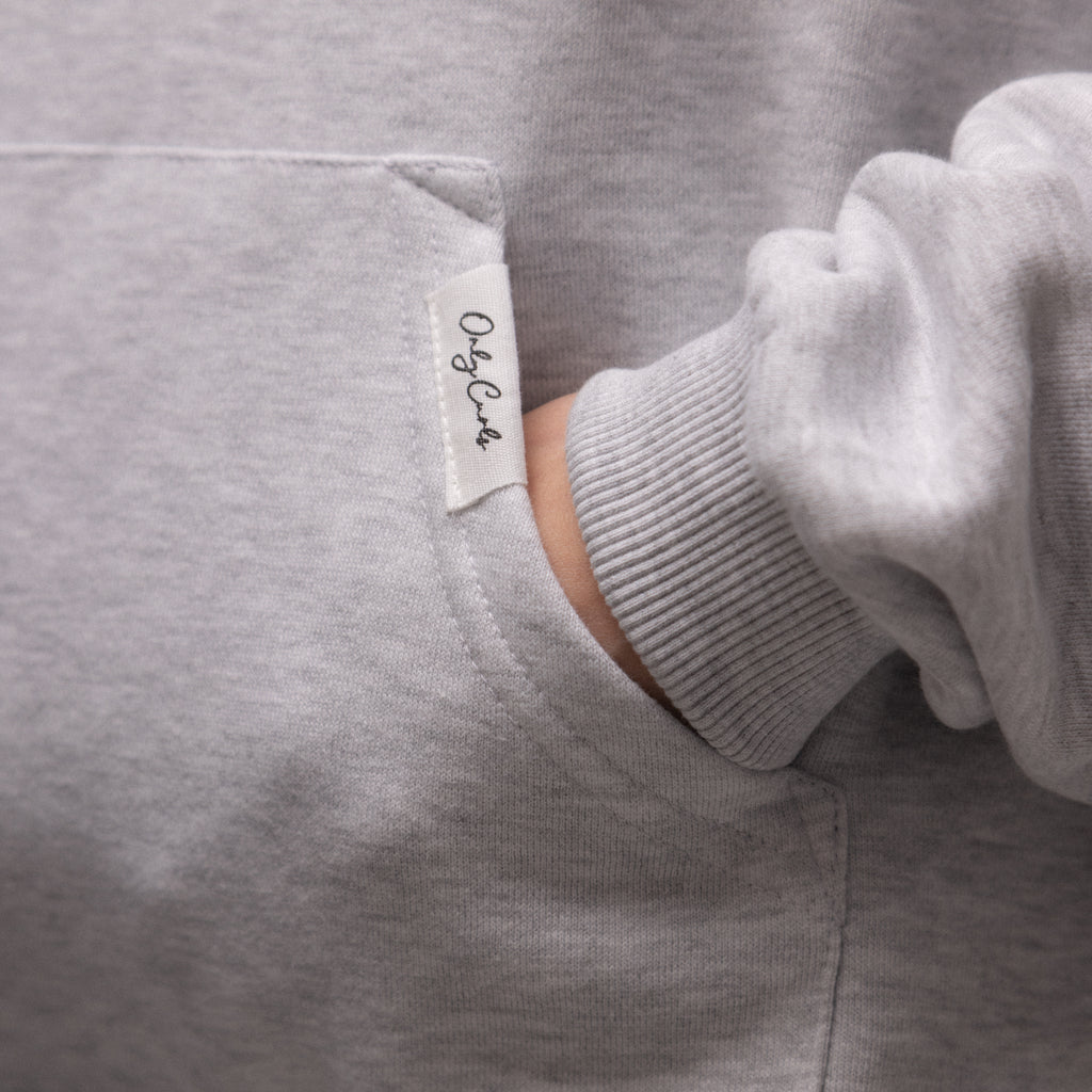 Only Curls Satin Lined Hoodie, Relaxed Fit - Grey Marl - Only Curls
