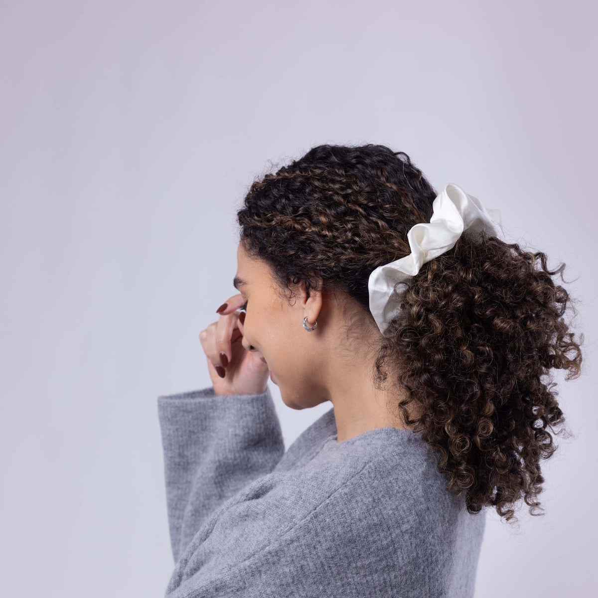 Only Curls Oversized Satin Scrunchies - Black Dalmatian and Ivory Twin Pack - Only Curls