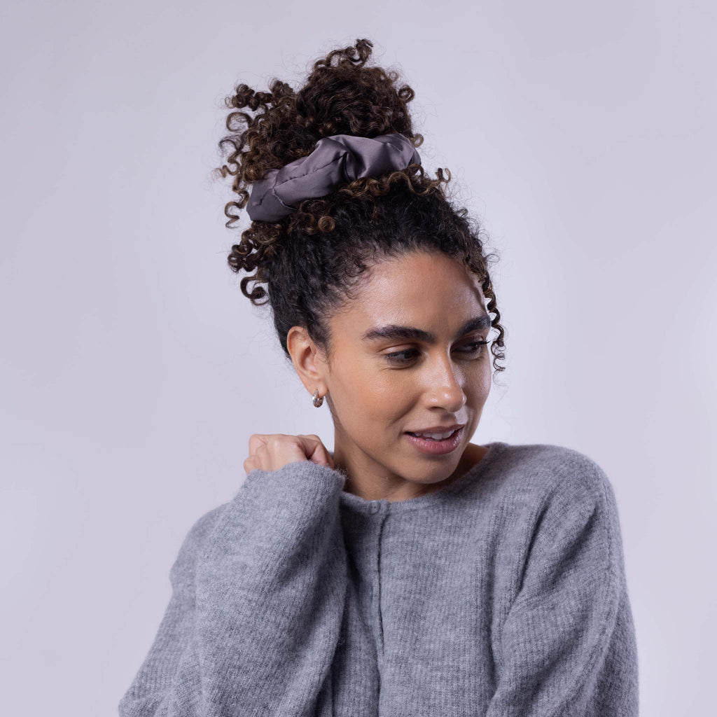 Only Curls Satin Pillow Scrunchies - Slate Grey and Dusty Pink Twin Pack - Only Curls