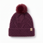 Only Curls Burgundy Cable Knit Satin-Lined Beanie