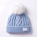 Little Curls Powder Blue Cable Knit Satin-Lined Beanie & Glove Set - Only Curls