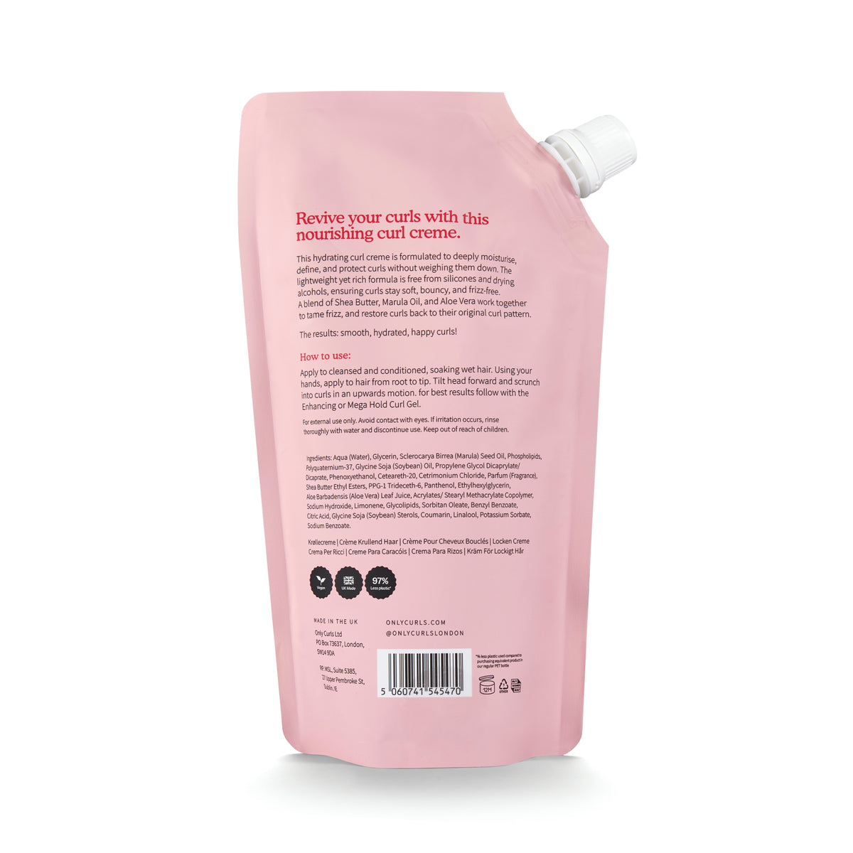 Only Curls Hydrating Curl Creme 500ml - Refill Pouch