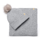 Only Curls Satin Lined Pom Beanie and Snood Set - Sadie in Grey - Only Curls