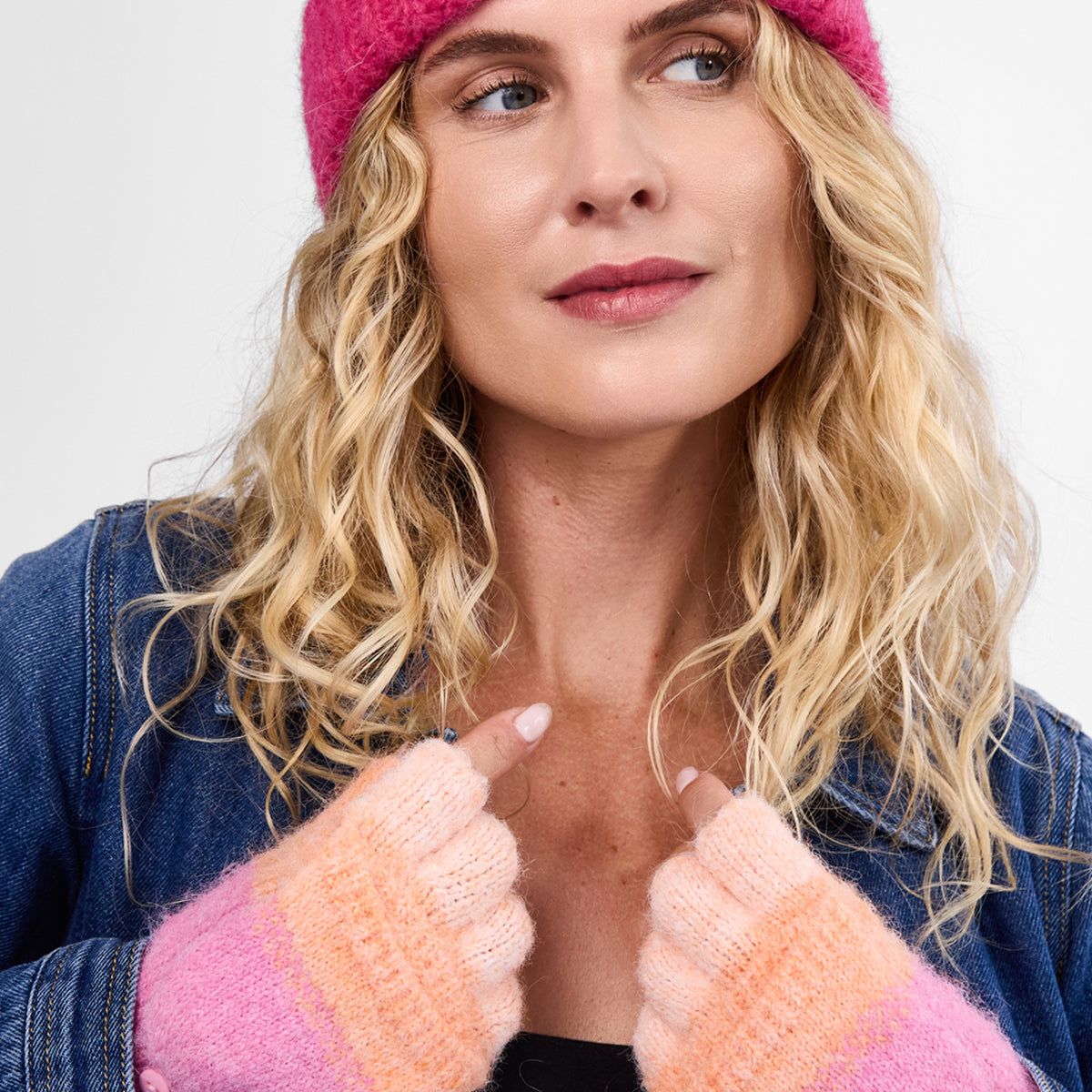 Only Curls Pink Ombre Satin-Lined Beanie & Glove Set - Only Curls