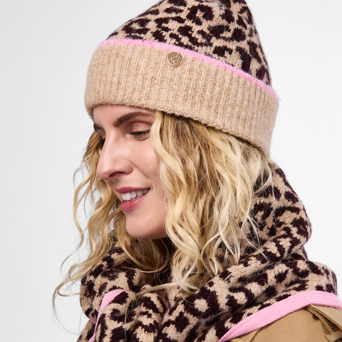 Only Curls Leopard Satin-Lined Triangle Scarf - Only Curls