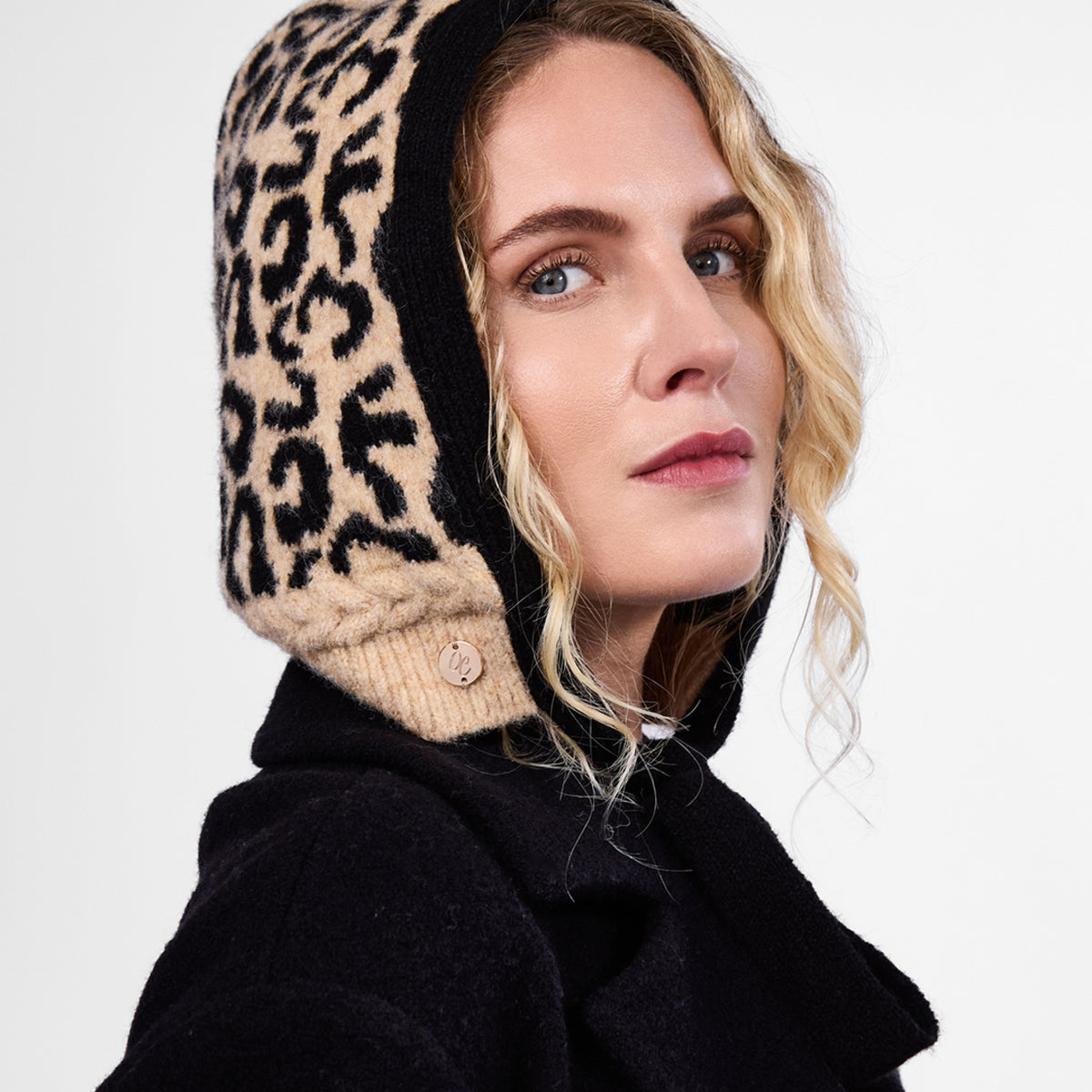 Only Curls Fluffy Leopard Satin-Lined Hood - Only Curls