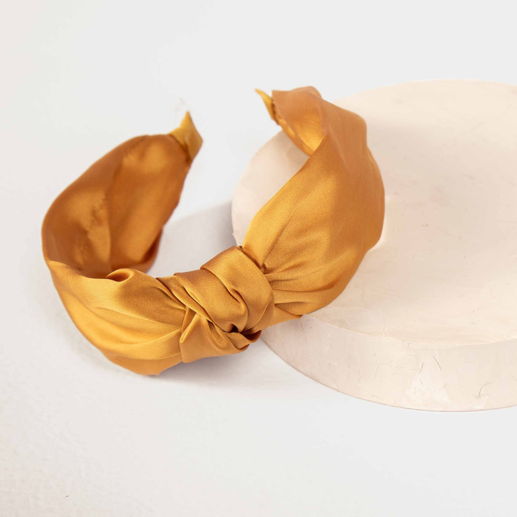 Only Curls Satin Knot Headband - Gold - Only Curls