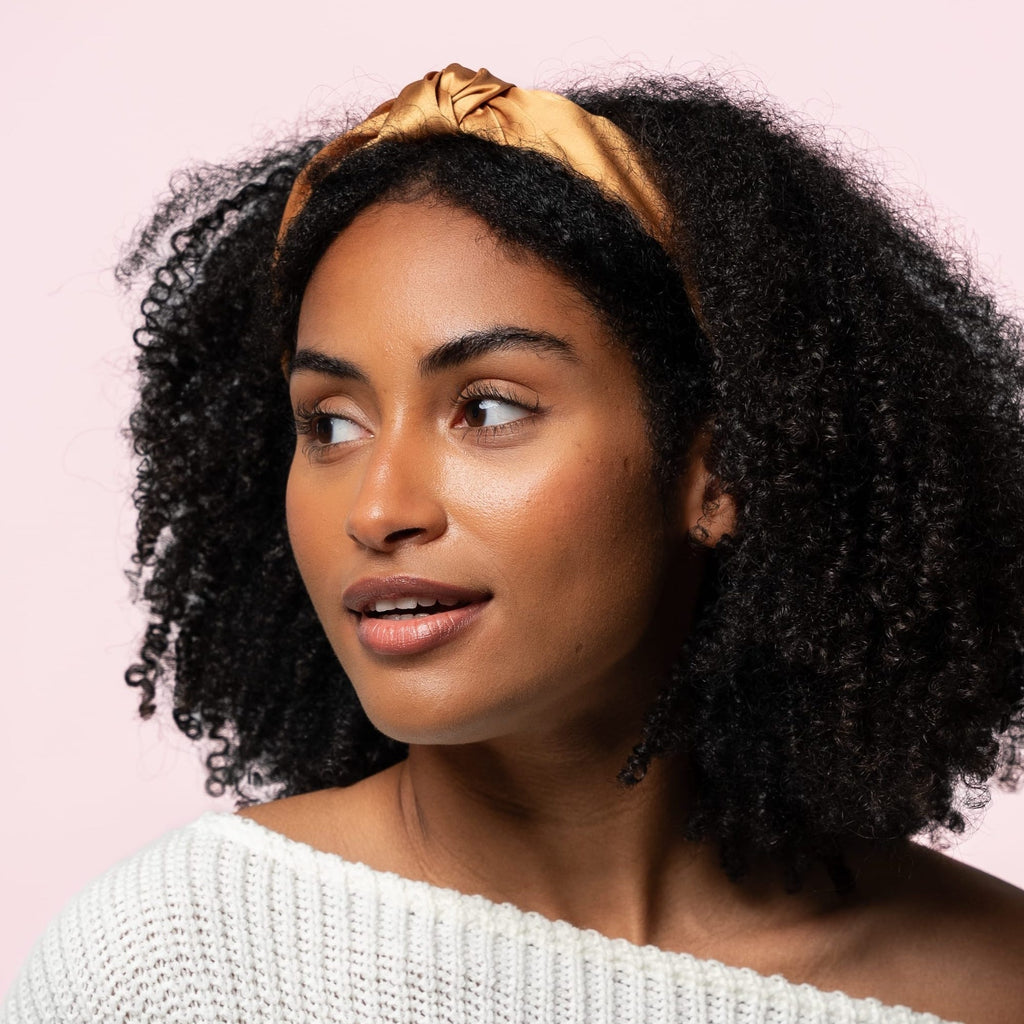 Only Curls Satin Knot Headband - Gold - Only Curls