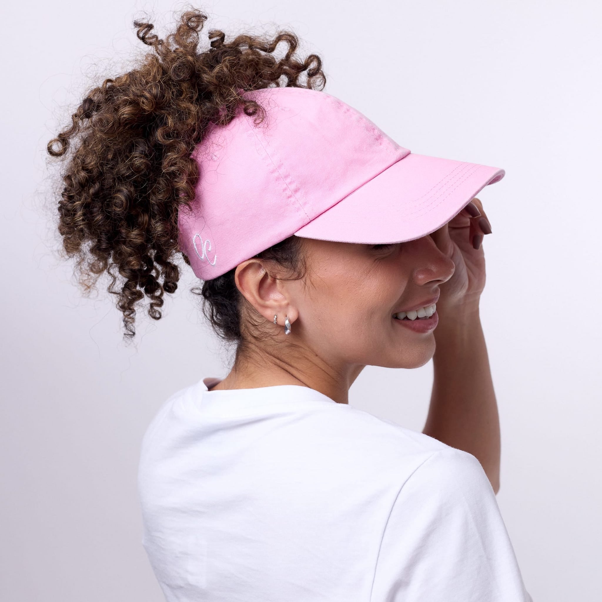Only Curls Satin Lined Baseball Hat (with open back) - Washed Pink - Only Curls