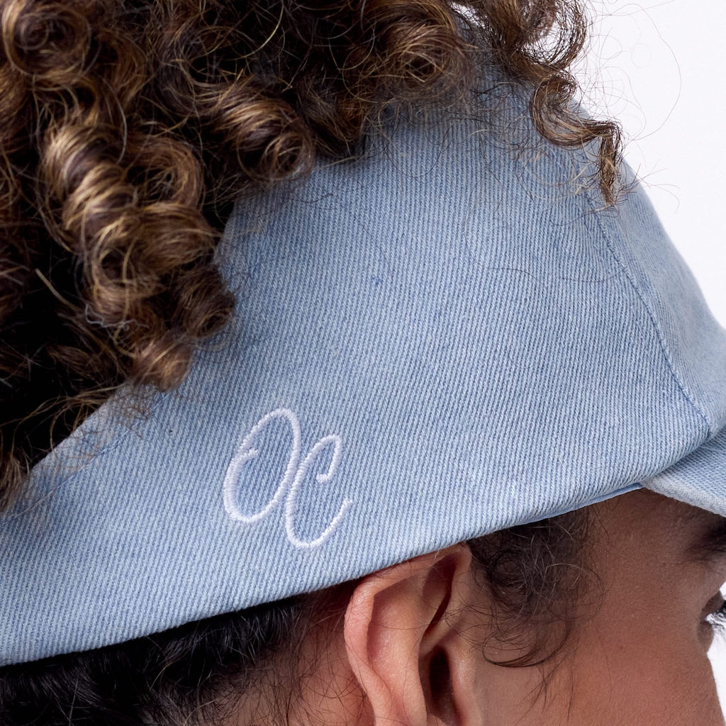 Only Curls Satin Lined Baseball Hat (with open back) - Denim Blue - Only Curls