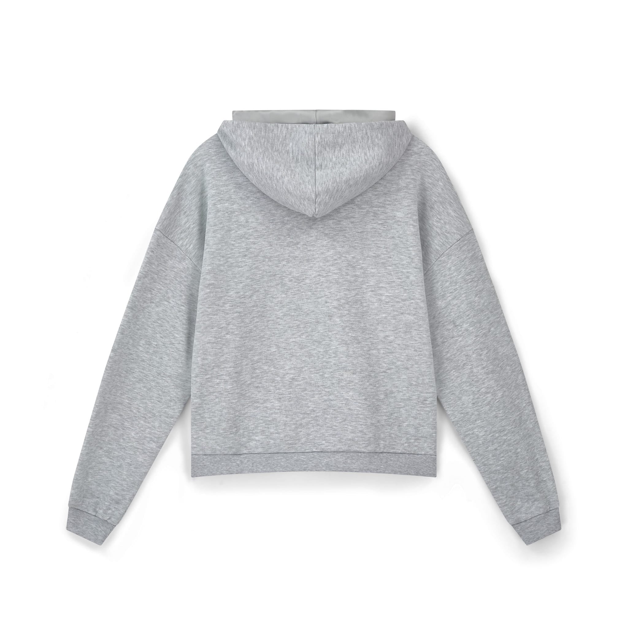 Only Curls Satin Lined Hoodie, Relaxed Fit - Grey Marl - Only Curls