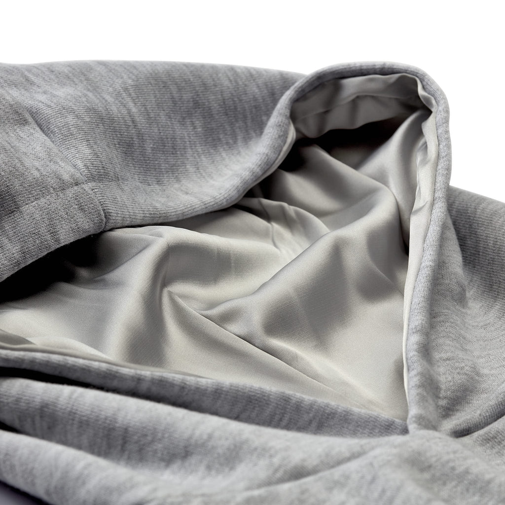 Only Curls Satin Lined Hoodie, Relaxed Fit - Grey Marl - Only Curls