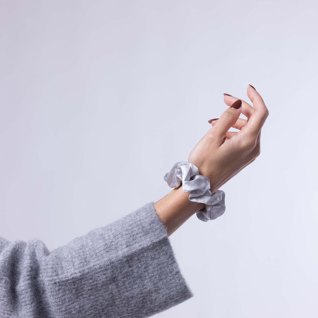 Only Curls Silk Scrunchies - Silver - Only Curls