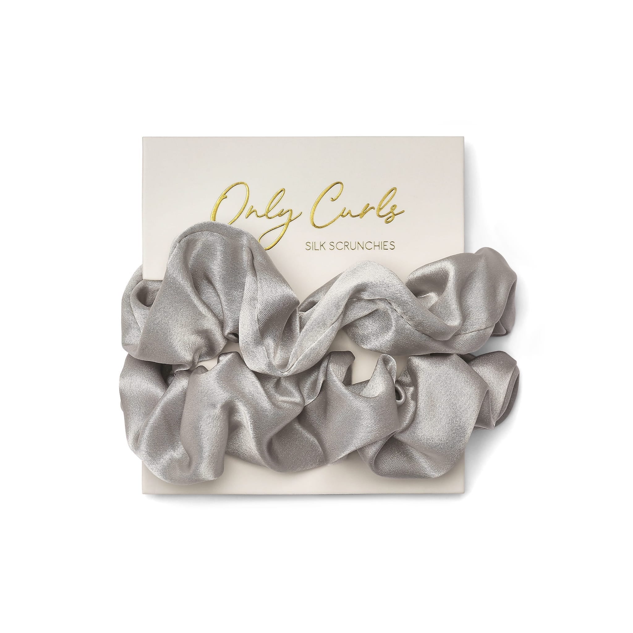 Only Curls Silk Scrunchies - Silver - Only Curls