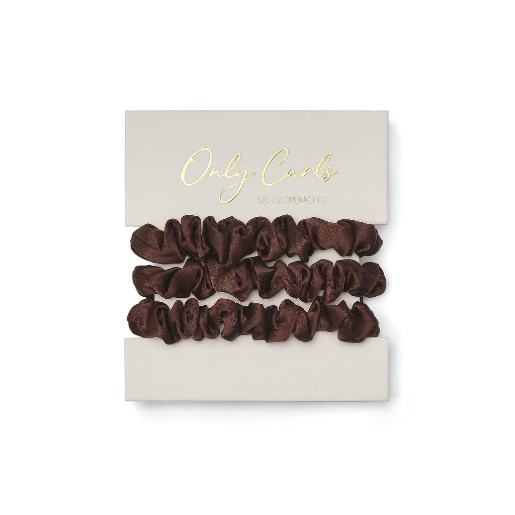 Only Curls Silk Scrunchies (Mini) - Brunette - Only Curls