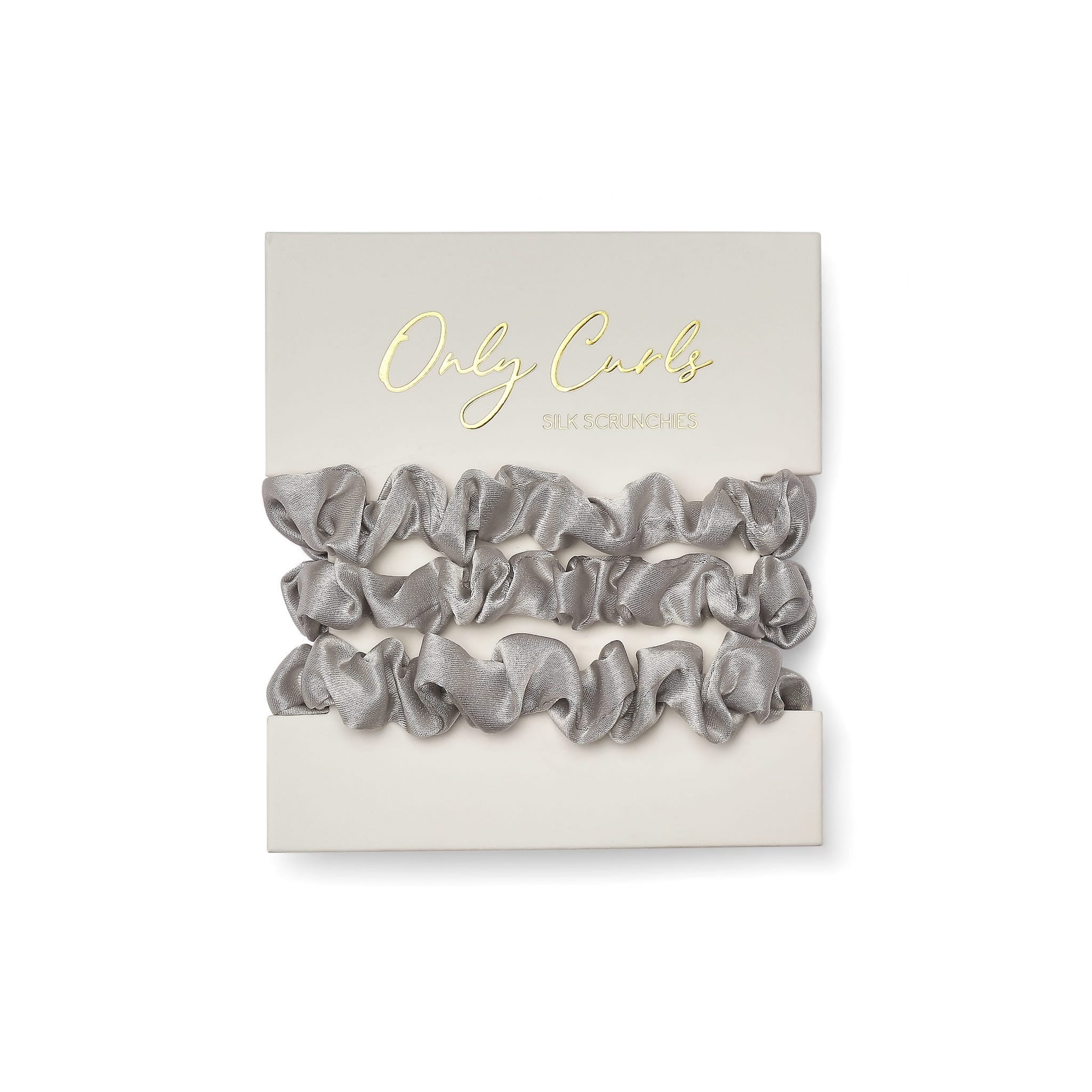 Only Curls Silk Scrunchies (Mini) - Silver - Only Curls