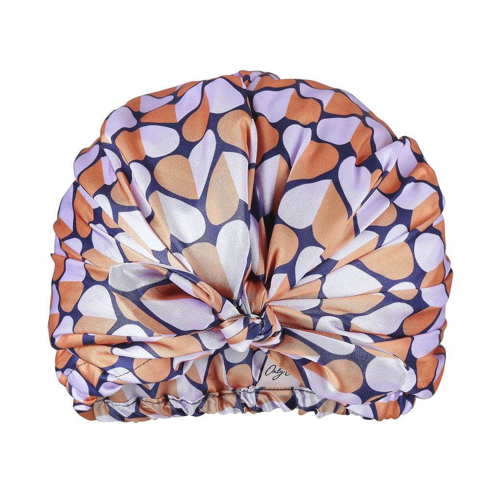Only Curls Satin Sleep Turban - Navy Hearts - Only Curls