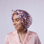 Only Curls Satin Sleep Turban - Navy Hearts - Only Curls