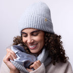 Only Curls Satin Lined Beanie and Snood Set - Sophia in Grey - Only Curls
