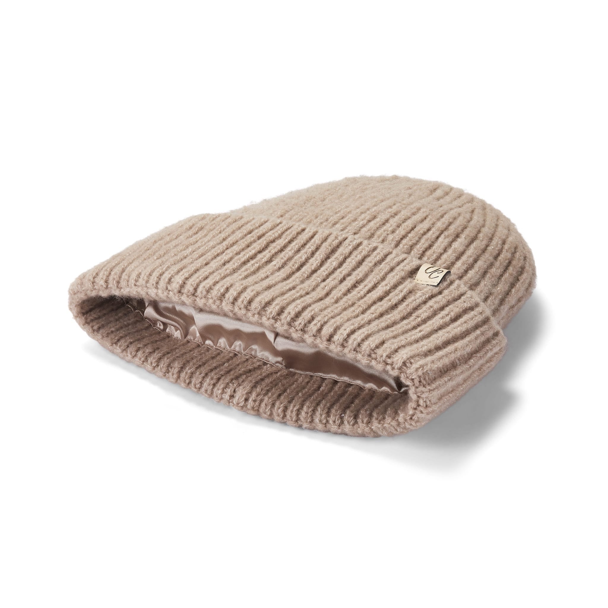 Only Curls Satin Lined Beanie and Snood Set - Sophia in Sand - Only Curls