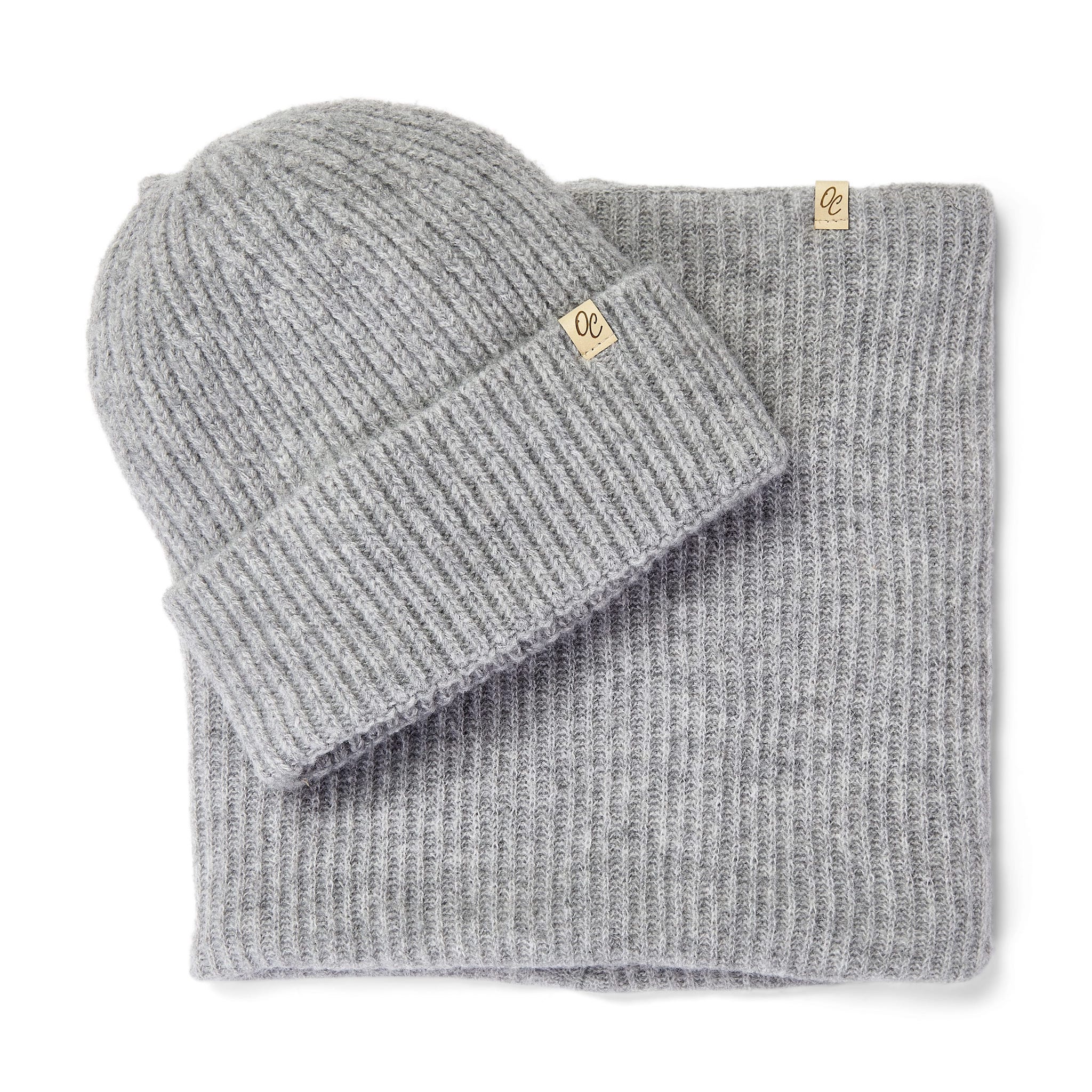 Only Curls Satin Lined Beanie and Snood Set - Sophia in Grey - Only Curls